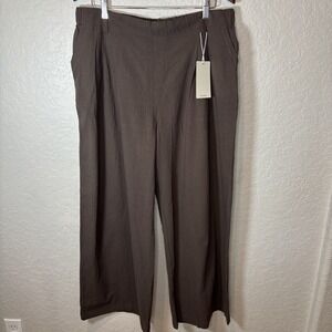 Halara Brown High Waisted Plicated Wide Leg Flowy Palazzo Cotton Pants, NWT, 1X